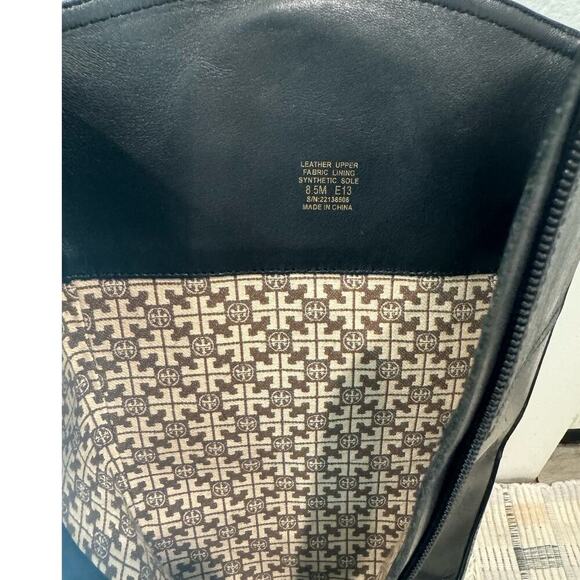 Tory Burch Kiernan Leather Knee High Black Riding Boots Gold Tory Logo - Picture 7 of 10